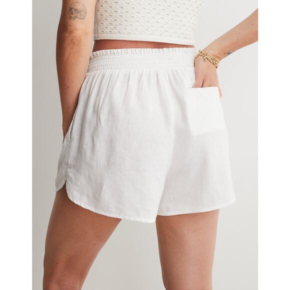 Aerie Linen Blend High Waisted Shorts White Size XXL NWT Smocked Waistband - Picture 3 of 10